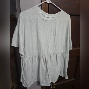 Chris & Carol, L, Mint Short-Sleeve Peplum Top